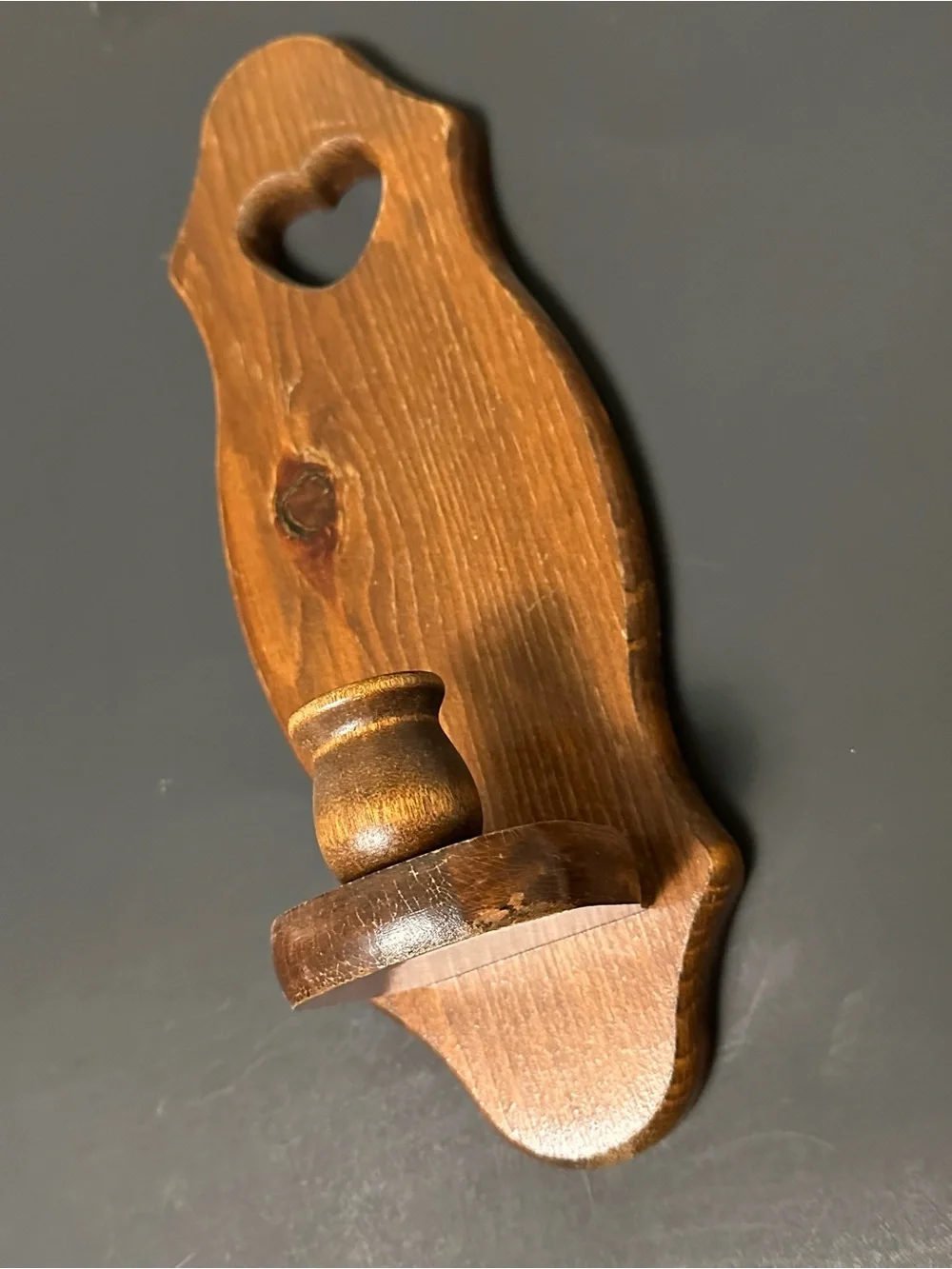 Vintage Wooden Heart Cutout Wall Mount Candle Holder